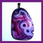 165ct Purple Dot AGATE Pac Man Shaped Gemstone Sterling Silver Pendant