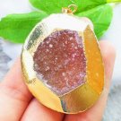 18K Yellow Gold Wrapped 150ct Sparkling Purple Amethyst Geode Gemstone Pendant
