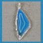 70ct Blue Agate Slice Freeform Silver Plated Pendant