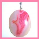 108ct Red & Pink ONYX Oval Shaped Gemstone Sterling Silver Pendant