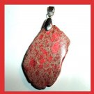 42.5ct Red OCEAN JASPER Freeform 18K White Gold Pendant