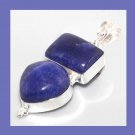 76ctw Natural Blue SAPPHIRE Pear & Rectangle Gemstone 925 Sterling Silver Pendant