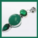 56ctw Natural Green EMERALD Pear Round Oval Faceted Gemstone Sterling Silver Pendant