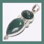 66ctw Natural Green EMERALD Pear Oval Checkerboard Gemstone Sterling Silver Pendant