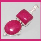 62ctw Natural Red RUBY Oval Rectangle Gemstone Sterling Silver Pendant