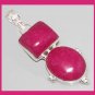 62ctw Natural Red RUBY Oval Rectangle Gemstone Sterling Silver Pendant