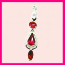 12ct Red Crystal Marquise Pear Round Cut Sterling Silver Pendant