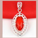 25ct Red Marquise Cut Crystal 925 Sterling Silver Pendant