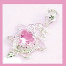30ct Pink Topaz Trillion Cut 925 Sterling Silver Overlay Pendant