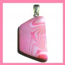71ct Pink & Brown AGATE Fancy Cut Gemstone Sterling Silver Pendant
