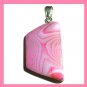 71ct Pink & Brown AGATE Fancy Cut Gemstone Sterling Silver Pendant
