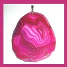 204ct Red & Purple AGATE Round Gemstone 925 Sterling Silver Pendant