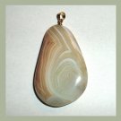 98ct Light Green & Brown Agate Pear Shaped Gemstone 10k Yellow Gold Pendant