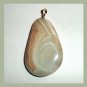 98ct Light Green & Brown Agate Pear Shaped Gemstone 10k Yellow Gold Pendant