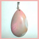 83ct Pink Agate Pear Teardrop Shaped Gemstone 925 Sterling Silver Pendant