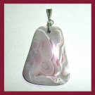 95ct Gray Purple White Agate Tapered Shaped 925 Sterling Silver Pendant