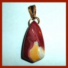 20.5ct Red & Yellow MOOKAITE JASPER Shield Cut Gemstone 10k Yellow Gold Pendant
