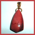 24.5ct Red MOOKAITE JASPER Shield Cut Gemstone 10k Yellow Gold Pendant