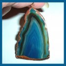 46ct Blue Freeform ONYX Agate Slice Gemstone 18k Yellow Gold Wrapped Pendant