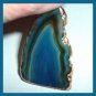 46ct Blue Freeform ONYX Agate Slice Gemstone 18k Yellow Gold Wrapped Pendant