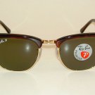 New RAY BAN Sunglasses CLUBMASTER Tortoise Frame RB 3016 990/58 Polarized Lenses