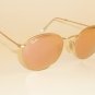 New RAY BAN Sunglasses ROUND METAL Matte Gold RB 3447 112/Z2 Pink Mirror Lenses