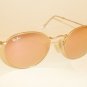 New RAY BAN Sunglasses ROUND METAL Matte Gold RB 3447 112/Z2 Pink Mirror Lenses