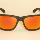 New RAY BAN Justin Sunglasse  Matte Black Rubber RB 4165 622/6Q  Red Mirror 51mm