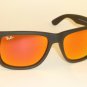 New RAY BAN Justin Sunglasse Matte Black Rubber RB 4165 622/6Q Red Mirror 51mm