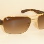 New RAY BAN Sunglasses Gold Frame RB 3522 001/13 Gradient Brown Lenses 61mm