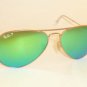 New RAY BAN Aviator Matte Gold Frame RB 3025 112/P9 Polarized Green Mirror 58mm