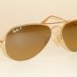 New RAY BAN Aviator Sunglasses Gold RB 3025 112/M2 Polarized Brown Gradient 58mm