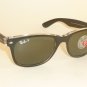 RAY BAN New WAYFARER Black On Transparent RB 2132 6052/58 Polarized Green 55mm