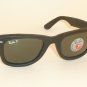 New RAY BAN WAYFARER BLACK LEATHER Sunglasses RB 2140QM 1152/N5 Polarized Lenses