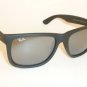 New RAY BAN Justin Sunglasse Matte Black Rubber RB 4165 622/6G Grey Mirror 54mm