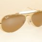 New RAY BAN Sunglasses AVIATOR Outdoorsman Gold Frame RB 3407 001/3K Mirror