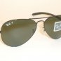 New RAY BAN AVIATOR TECH Black Frame RB 8307 002/N5 Polarized Dark Green 58mm
