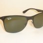 New RAY BAN Wayfarer Flat Metal Sunglasses Black Frame RB 3521 006/71 Green Lens