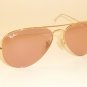 New RAY BAN Aviator Sunglasses Gold Frame RB 3025 001/4B  Glass Pink Lenses 55mm