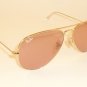 New RAY BAN Aviator Sunglasses Gold Frame RB 3025 001/4B  Glass Pink Lenses 55mm