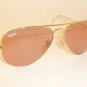 New RAY BAN Aviator Sunglasses Gold Frame RB 3025 001/4B  Glass Pink Lenses 55mm