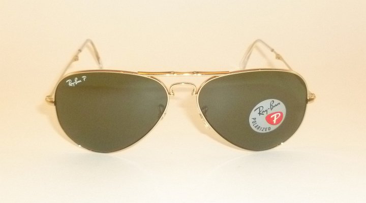 New RAY BAN  FOLDING  Aviator  Gold Frame  RB 3479 001/58  Polarized Lenses 55mm