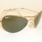 New RAY BAN  FOLDING  Aviator  Gold Frame  RB 3479 001/58  Polarized Lenses 55mm