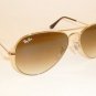 New RAY BAN Aviator Sunglasses Gold Frame  RB 3025 001/51  Gradient Brown  62mm