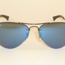 New  RAY BAN  Sunglasses AVIATOR  Black Frame  RB 3449 002/55  Blue Lenses  56mm