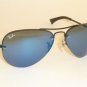 New RAY BAN Sunglasses AVIATOR Black Frame RB 3449 002/55 Blue Lenses 56mm