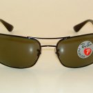 New RAY BAN Sunglasses Black Frame  RB 3445 002/58  Glass Polarized Green Lenses