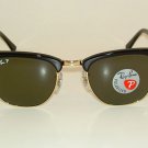 New RAY BAN Sunglasses CLUBMASTER  Black Frame  RB 3016 901/58  Polarized Lenses