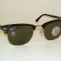 New RAY BAN Sunglasses CLUBMASTER Black Frame RB 3016 901/58 Polarized Lenses