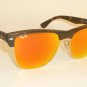 New RAY BAN Sunglasses  CLUBMASTER OVERSIZED  RB 4175 6092/69 Orange Mirror Lens